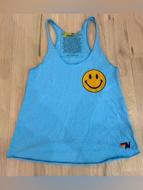 Aviator Nation Women’s M Tank Top Light Blue Smiley